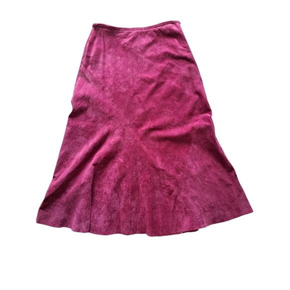 Nancy Bolen City Girl Womens Suede A-Line Skirt Size 8 Med Cranberry Burgundy - Picture 1 of 7